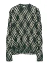 Burberry Check Pullover In Dark Green