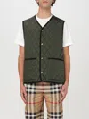 Burberry Quilted Green Gilet With Distinctive Button Closure In Olive