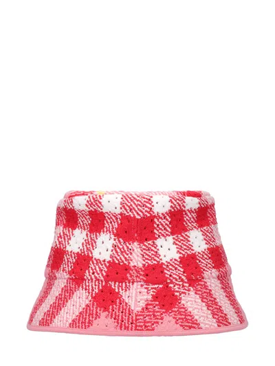 Burberry Summer Hat With Red And White Checks