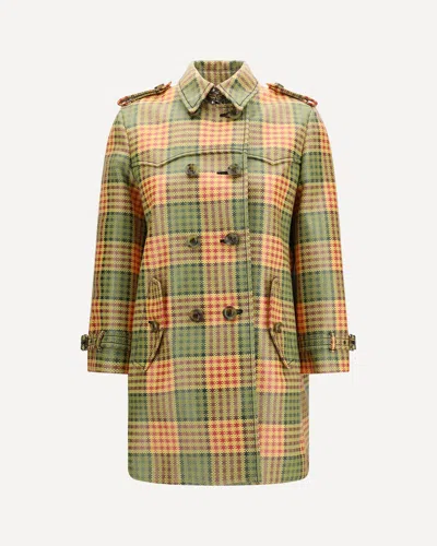Burberry Summerside Check Yellow Polyester Nylon Trench Coat In Multi