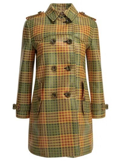Burberry Summerside Check Yellow Polyester Nylon Trench Coat In Multi