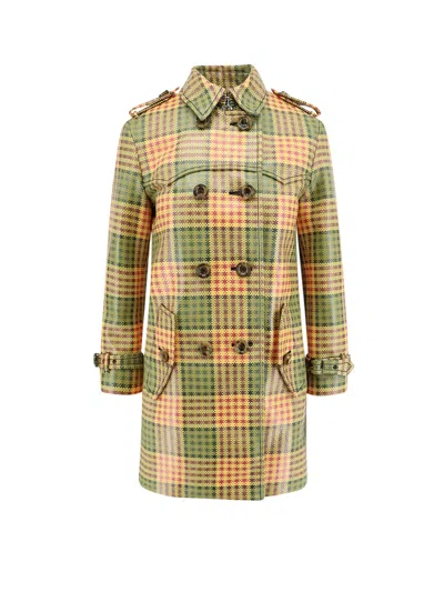 Burberry Summerside Check Yellow Polyester Nylon Trench Coat In Multi