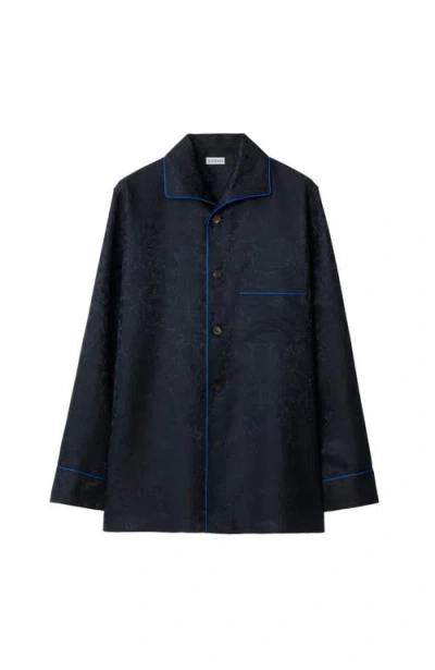 Burberry Sunflower Silk Pyjama Shirt In Blue