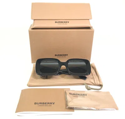 Pre-owned Burberry Sunglasses Delilah B4327 3977/87 Black Gloss Gold Thick Rim 51-23-140 In Gray