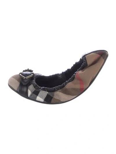 Pre-owned Burberry Super Nova Check Pattern Canvas Ballet Flats In Neutrals