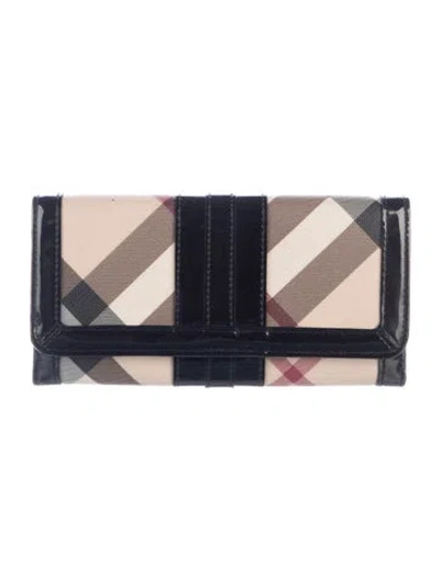 Pre-owned Burberry Super Nova Check Pattern Canvas Continental Wallet In Neutrals