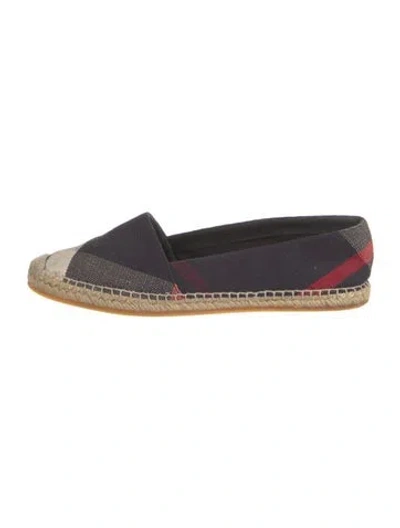 Pre-owned Burberry Super Nova Check Pattern Canvas Espadrilles In Blue