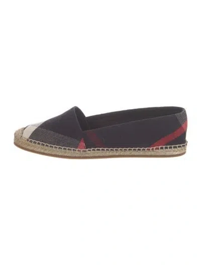 Pre-owned Burberry Super Nova Check Pattern Canvas Espadrilles In Blue/red