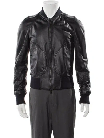 Pre-owned Burberry Super Nova Check Pattern Lambskin Moto Jacket In Black