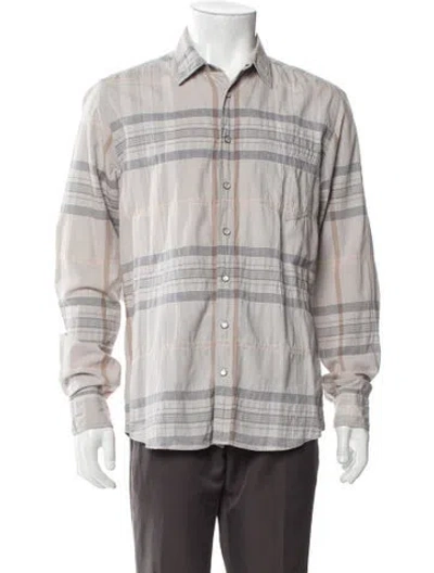 Pre-owned Burberry Super Nova Check Pattern Long Sleeve Shirt In Gray