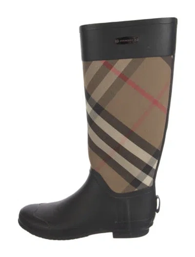 Pre-owned Burberry Super Nova Check Pattern Rubber Rain Boots