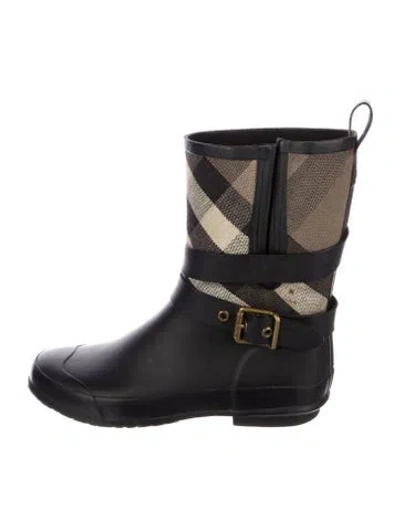 Pre-owned Burberry Super Nova Check Pattern Rubber Rain Boots In Multi