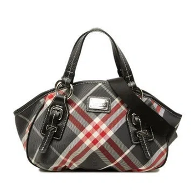 Pre-owned Burberry Supernova Check Nylon Satchel In Black