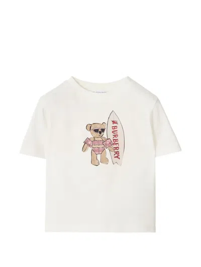 Burberry Babies' Surfer Bear Cotton T-shirt In Neutral