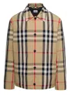 BURBERRY SUSSEX BEIGE JACKET WITH VINTAGE CHECK MOTIF AND SNAP BUTTONS IN POLYAMIDE MAN