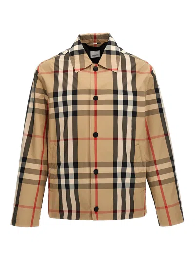 Burberry Check-pattern Shirt Jacket In Neutrals