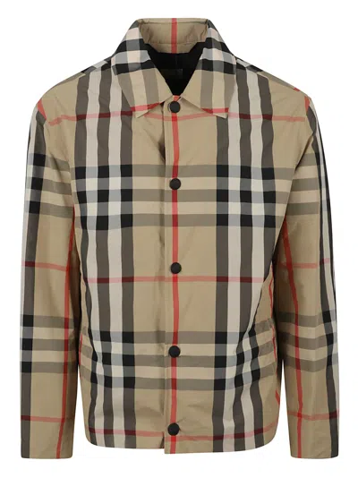 Burberry Check-pattern Shirt Jacket In Neutrals
