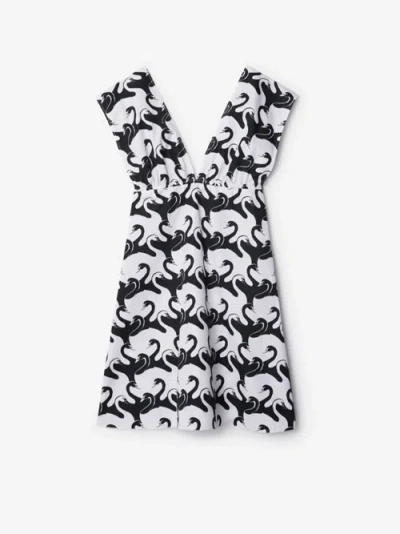 Burberry Swan Cotton Dress In Monochrome