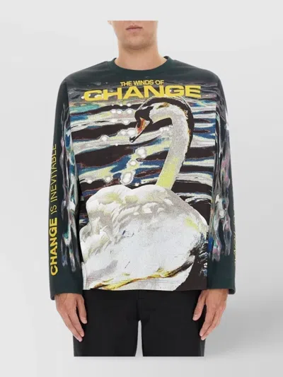 BURBERRY SWAN GRAPHIC PRINT LONG SLEEVE T-SHIRT