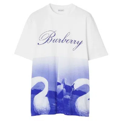 Burberry Swan-print Cotton T-shirt In White