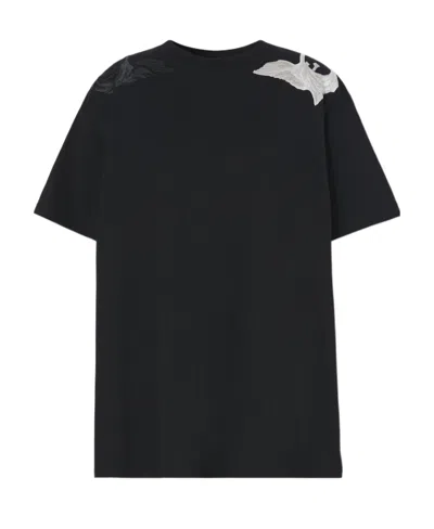 Burberry Swan-graphic T-shirt In Black