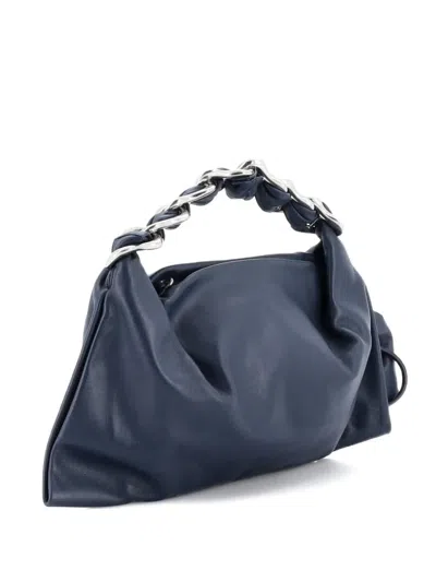 Pre-owned Burberry Swan Leather Small Hobo Bag In Blue