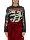 Burberry Swan Print Top In Black
