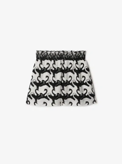 Burberry Swan Silk Shorts In Monochrome