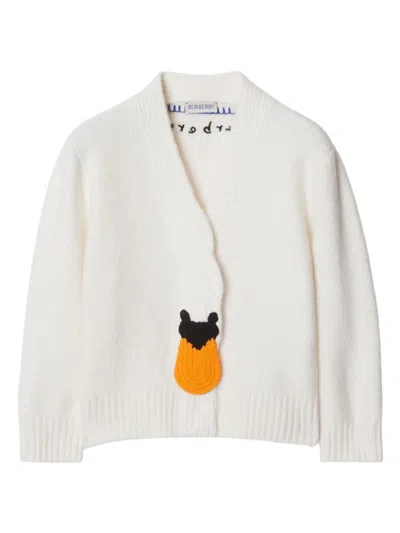 Burberry Swan Wool-blend Cardigan In Ivory