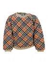 Burberry Check Print Acrylic Blend Sweatshirt In Beige