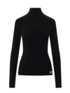 Burberry Fitted Black Sweater With High Neck In Black