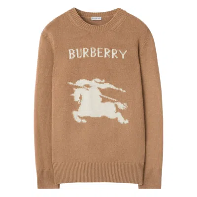 Burberry Wool And Cashmere Pullover With Ekd In Brown