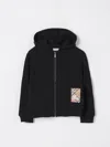 Burberry Check Label Cotton Zip Hoodie In Black