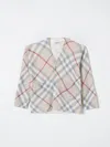 Burberry Girls Pale Stone Ip Check Kids Ashmore Long-sleeve Checked Wool And Cashmere-blend Cardigan In Dove Grey