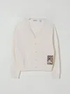 Burberry Check-label Wool Cardigan In White