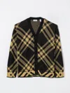 Burberry Kids Check-pattern V-neck Cotton Cardigan In Yellow