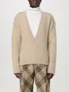 Burberry Men Cappuccino Wool Blend Sweater In Beige