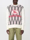 Burberry Argyle Pattern Crew Neck Sweater In White