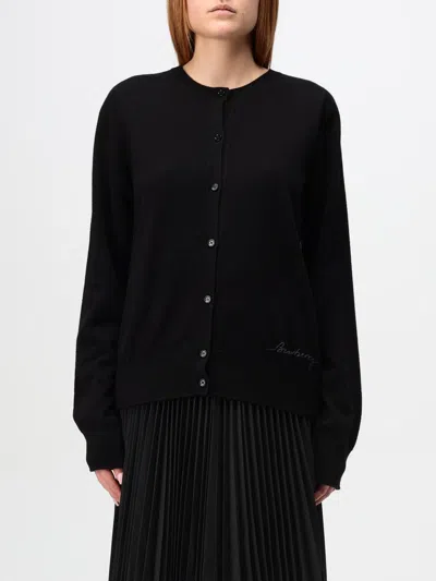 Burberry Logo Cashmere Knitted Cardigan In Black