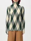 Burberry Checked Intarsia Cotton And Silk-blend Turtleneck Sweater In Green