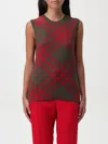 Burberry Ribbed Vest With Check Intarsia In Rot