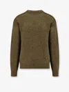 Burberry Wool And Cashmere Sweater With Logo Pendant In Green