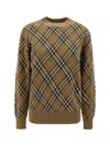 Burberry Brown Check Jumper In Wool And Mohair In Shrew Ip Check