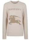 Burberry Wool-cashmere Blend Sweater With Contrasting Graphic In Neutral