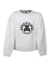 Burberry Crewneck Sweatshirt In Cotton Jersey With Classic Check Teddy Bear Print On The Front In White