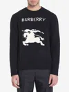 Burberry Cashmere Sweater With Bold Horse Graphic And Crew Neck In Black