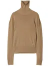 Burberry High-neck Wool Sweater With Logo Intarsia