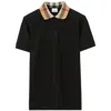 Burberry Cody Polo Shirt With Check Collar In Blue