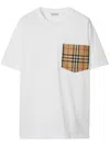 Burberry Women White Jersey Checked Twill-trimmed Cotton-jersey T-shirt Tee Shirt