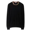 Burberry Crew Neck Knitwear With Distinctive Patterned Collar